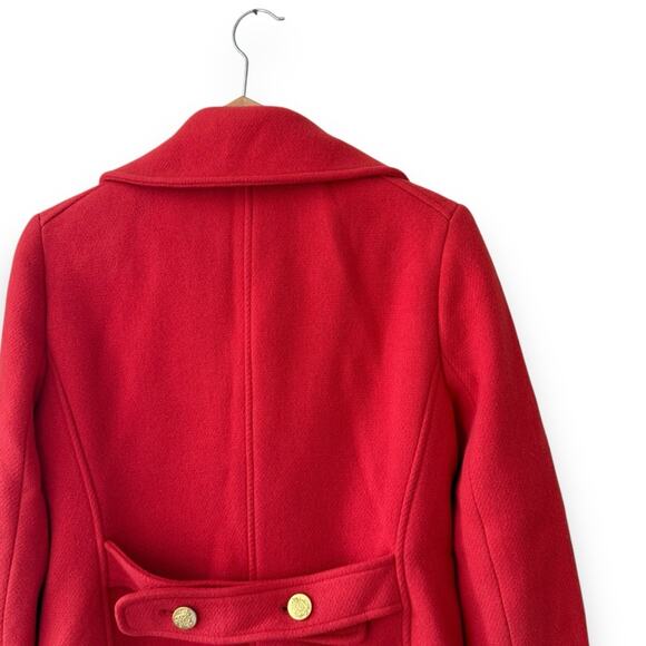 J. Crew Majestic Wool Peacoat 49360 Red Orange Double Breasted Jacket 10 Women’s - Picture 7 of 8